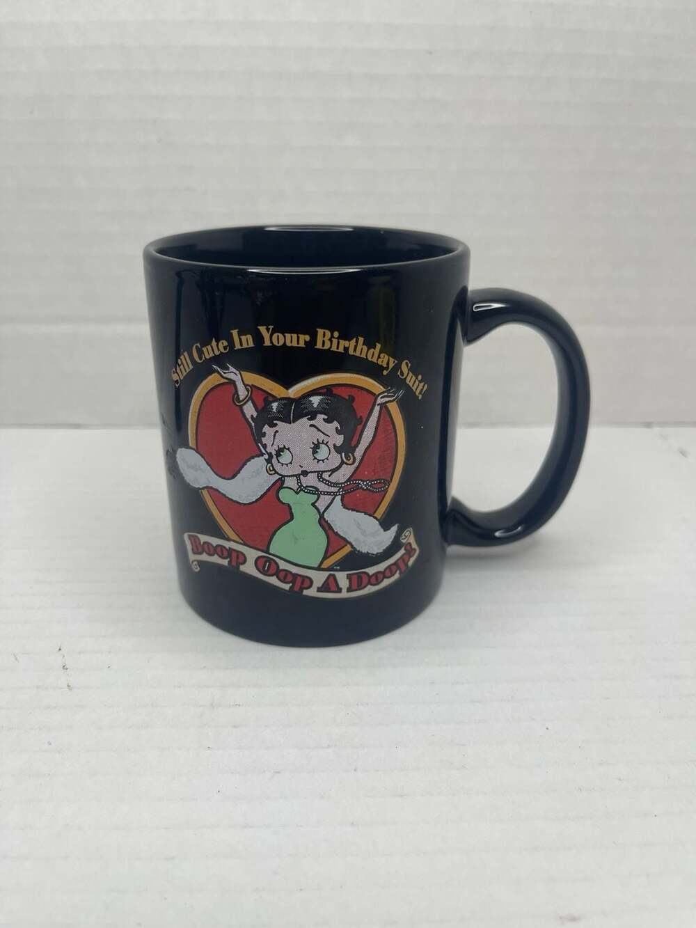 Vintage 1995 Betty Boop M Ware Coffee Mug Still Cute In Your Birthday Suit Black